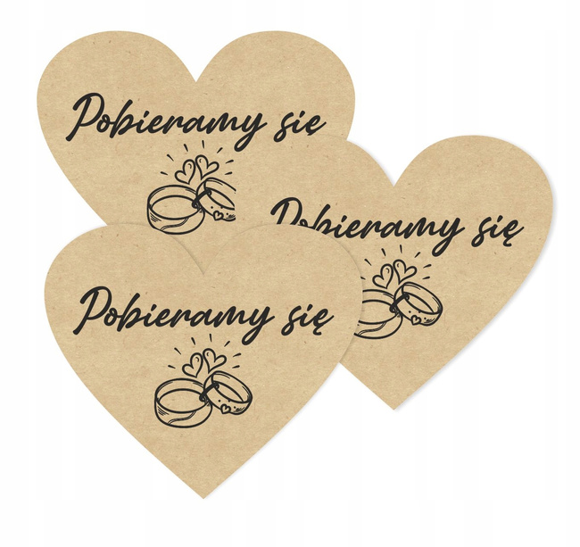 Serce 30 mm etykieta kraft - pobieramy się / 50 szt / 40