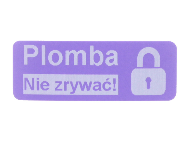 Plomby serwisowe stickery 30x11 purpurowy 1000szt twój nadruk !