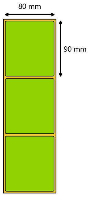 Etykieta termiczna 80x90 zielona / 500 szt / 40