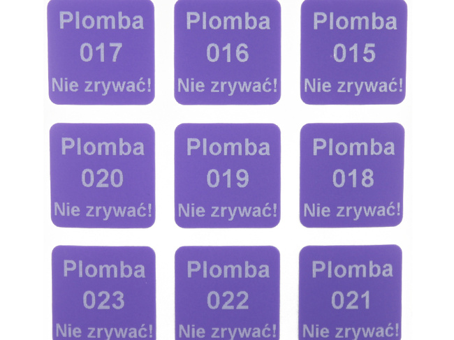 Plomba stickery 16x16 purpurowy void 250szt twój nadruk !