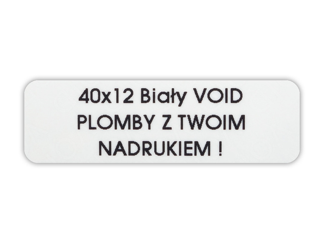 Plomby gwar stickery void biały 40x12 250szt !! twój nadruk !