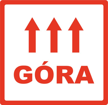Etykieta ostrzegawcza 85x85 góra /500 szt