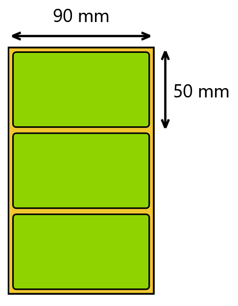 Etykieta termiczna 90x50 zielona / 1000 szt / 40