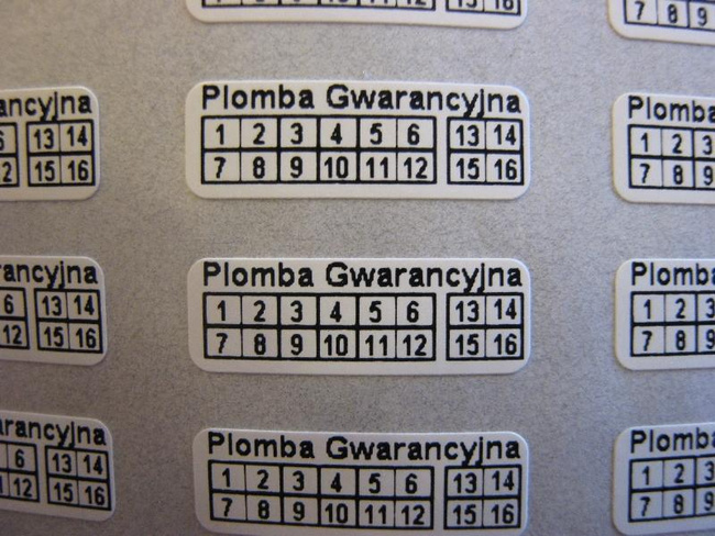 Plomby gwarancyjne 15x5 akrylit kruszące 500szt twój nadruk !