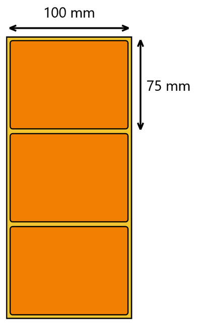 Etykieta termiczna 100x75 pomarańczowa / 500 szt / 40