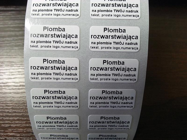 Plomby gwarancyjne stickery 20x10 nowość folia rzw 250szt twój nadruk !
