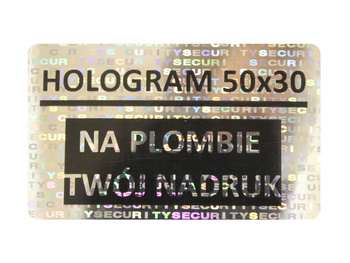 Plomby gwarancyjne stickery 50x30 hologram 500szt twój nadruk !