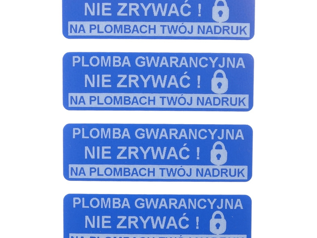 Plomby gwarancyjne stickery 20x8 hologram 500szt twój nadruk !