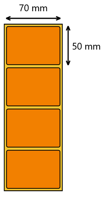 Etykieta termiczna 70x50 pomarańczowa / 1000 szt / 40