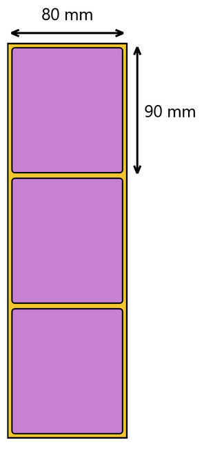 Etykieta termiczna 80x90 fioletowa  / 500 szt / 40