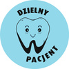 Fi30 etykieta papierowa niebieska - nadruk "dzielny pacjent dentysta ząb" 100 szt