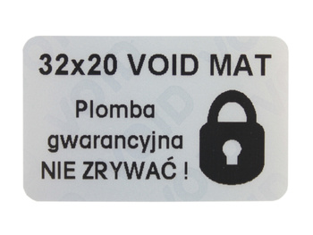 Naklejki gwarancyjne 32x20 void mat 250szt twój nadruk !