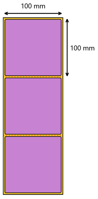 Etykieta termiczna 100x100 fioletowa perforacja / 500 szt / 40