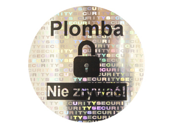 Plomby gwarancyjne stickery fi40mm hologram 250szt twój nadruk !