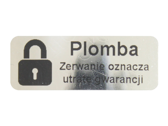 Plomby gwarancyjne stickery 30x11 void lustrzany 500szt 3m! twój nadruk !
