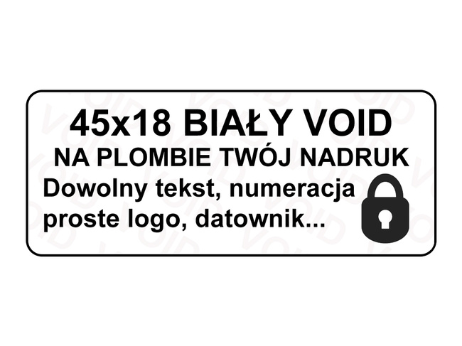 Plomba 45x18 void biały 1000szt twój nadruk !
