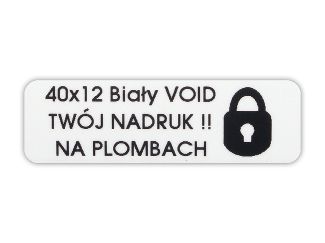 Plomby gwar stickery void biały 40x12 1000szt twój nadruk !