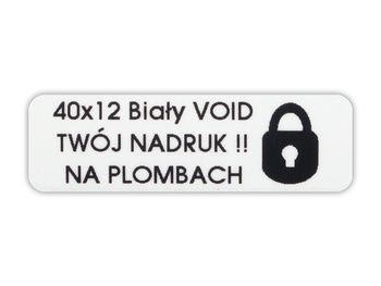 Plomby gwar stickery void biały 40x12 500szt !! twój nadruk !