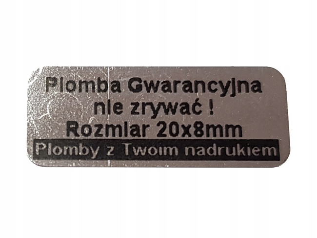 Plomby gwarancyjne stickery 20x8 void 3m 500szt twój nadruk !