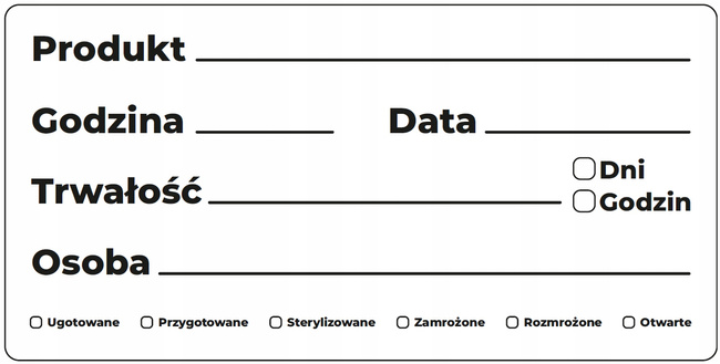 Etykieta termotransferowa 100x50 odlepna / 500 szt / 1" - food safety