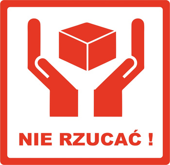Etykieta ostrzegawcza 85x85 nie rzucać /500 szt