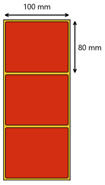 Etykieta termiczna 100X80 czerwona / 500 szt / 40