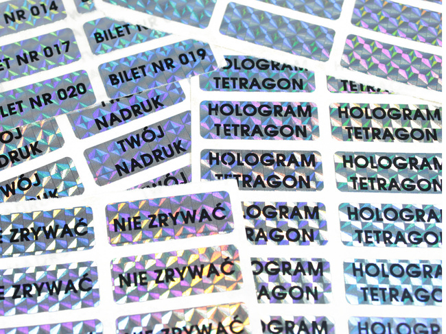 30x11mm hologram tetragon 500szt twój nadruk