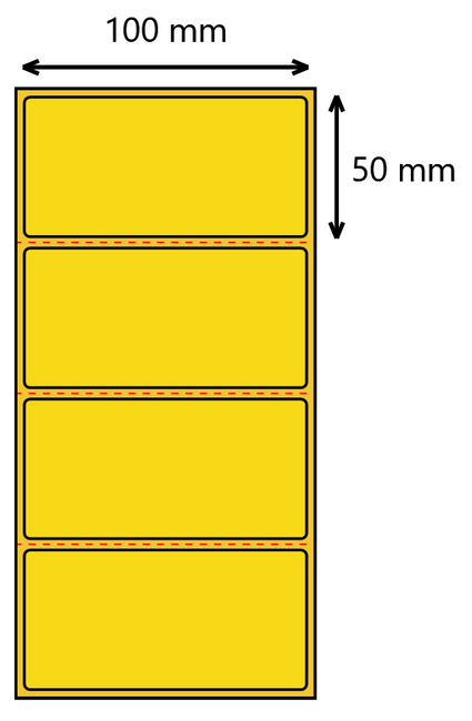 Etykieta termiczna 100x50 żółta perforacja / 1000 szt / 40