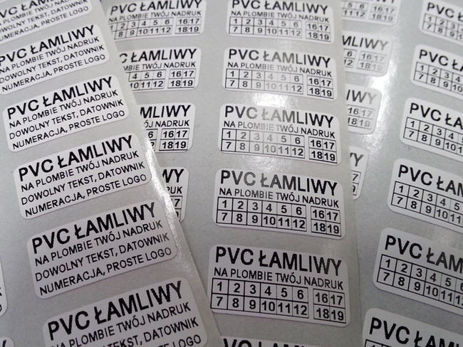 45x18mm plomby pvc łamliwy 250szt twój nadruk