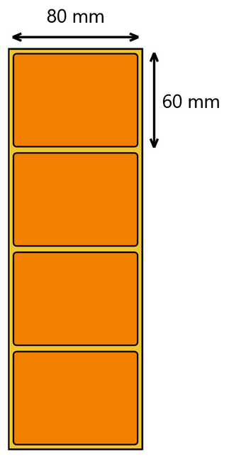 Etykieta termiczna 80x60 pomarańczowa /  1000 szt / 40