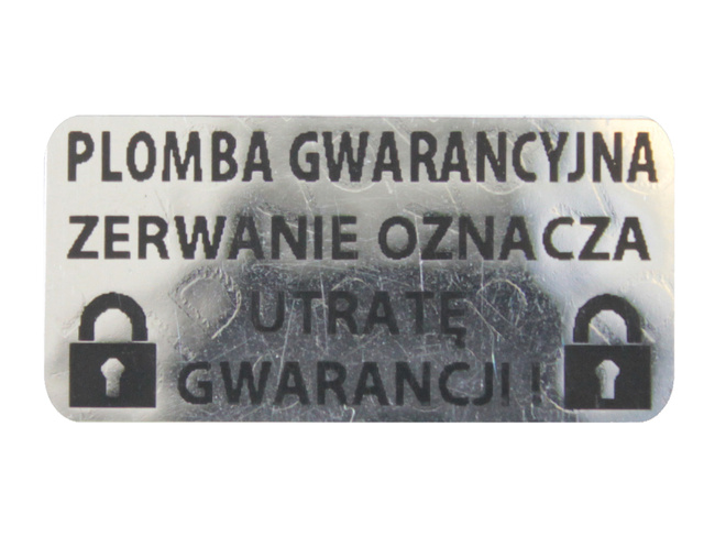 Plomby gwarancyjne stickery 30x15 void lustrzany 500szt twój nadruk !