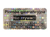 Plomby gwarancyjne stickery 30x15 hologram 1000szt twój nadruk !