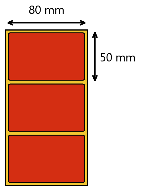 Etykieta termiczna 80x50 czerwona / 1000 szt / 40