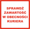 Etykieta ostrzegawcza 85x85 sprawdź zawartość /500 szt