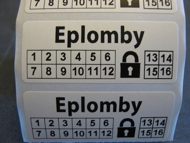 Plomby stickery gwarancyjne 40x20 kruszące 250szt twój nadruk !