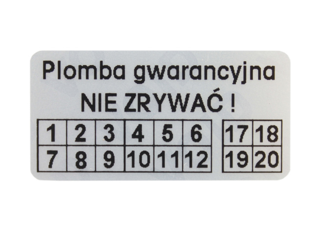 Plomby gwarancyjne stickery 30x15 void mat 1000szt twój nadruk !