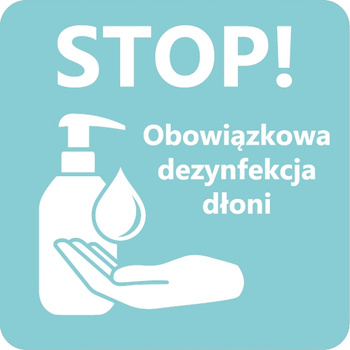 Naklejka foliowa 200x200 dezynfekcja dłoni
