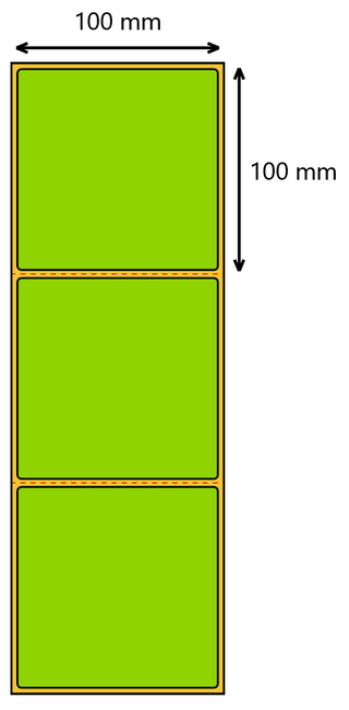 Etykieta termiczna 100x100 zielona perforacja / 500 / 40