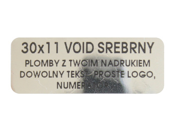 Plomby gwarancyjne stickery 30x11 void lustrzany 1000szt 3m! twój nadruk !