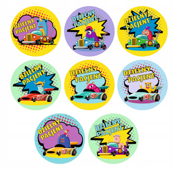 Naklejki dzielny pacjent fi50 - 120 szt / auta