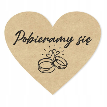 Serce 30 mm etykieta kraft - pobieramy się / 50 szt / 40