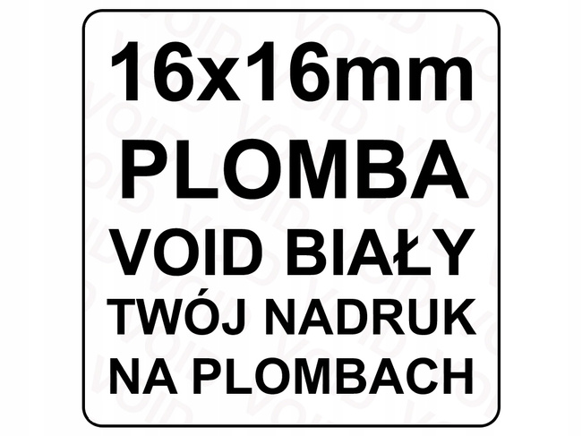 Plomba sticker 16x16 void biały 500szt twój nadruk !