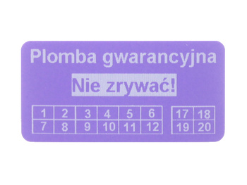 Plomby serwisowe stickery 30x15 purpurowy 500szt twój nadruk !