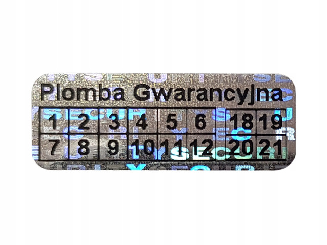 Plomby gwarancyjne stickery 20x8 hologram 1000szt twój nadruk !