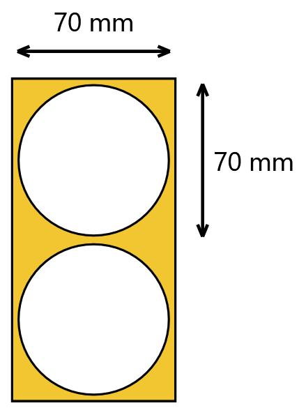 Etykieta foliowa fi70 pp biała / 1000 szt / 40