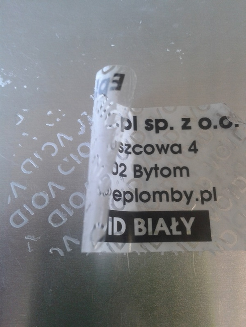 Plomba sticker 10x10 void biały 1000szt twój nadruk !