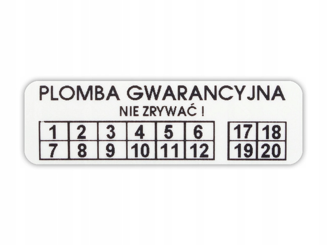 Plomby gwarancyjne stickery 50x20 void biały 250szt twój nadruk !