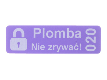 Plomby serwisowe stickery 40x12 purpurowy 250szt twój nadruk !