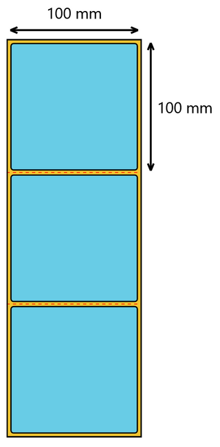 Etykieta termiczna 100x100 niebieska perforacja / 500 / 40