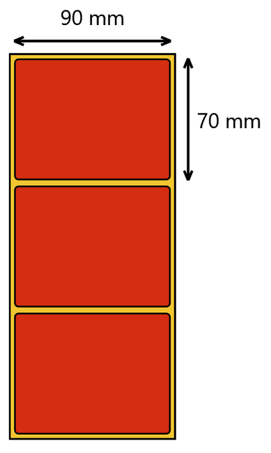 Etykieta termiczna 90x70 czerwona / 1000 szt / 40